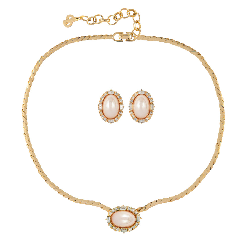 1980s Vintage Christian Dior Necklace and Clip-On Earrings Set