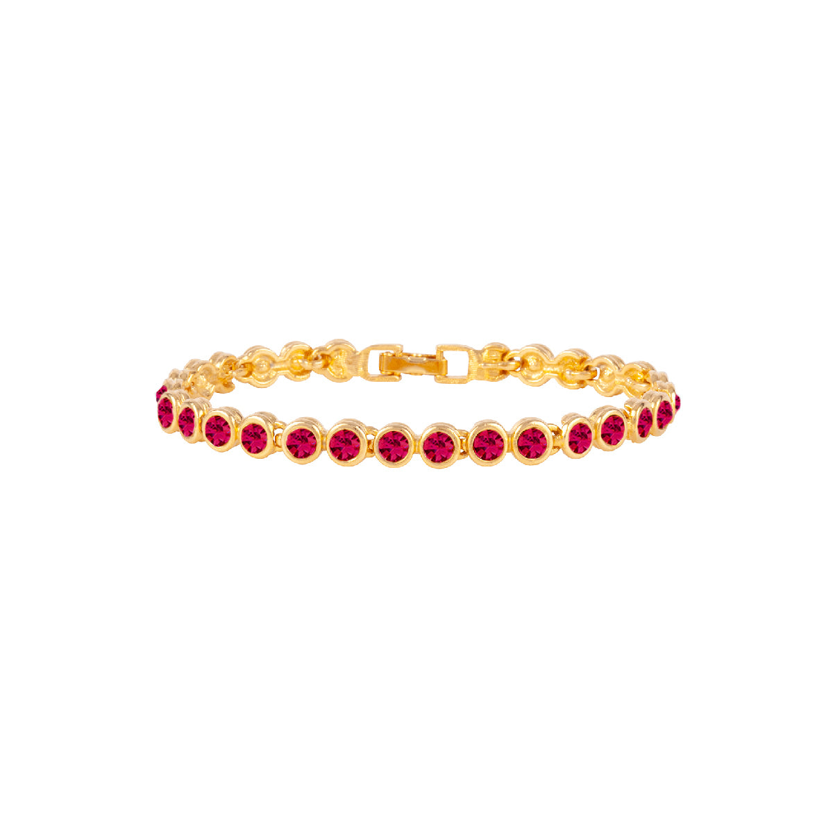 1990s Vintage Ruby Birthstone Swarovski Crystal Tennis Bracelet