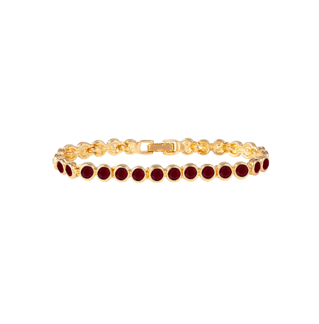 1990s Vintage Garnet Birthstone Swarovski Crystal Tennis Bracelet