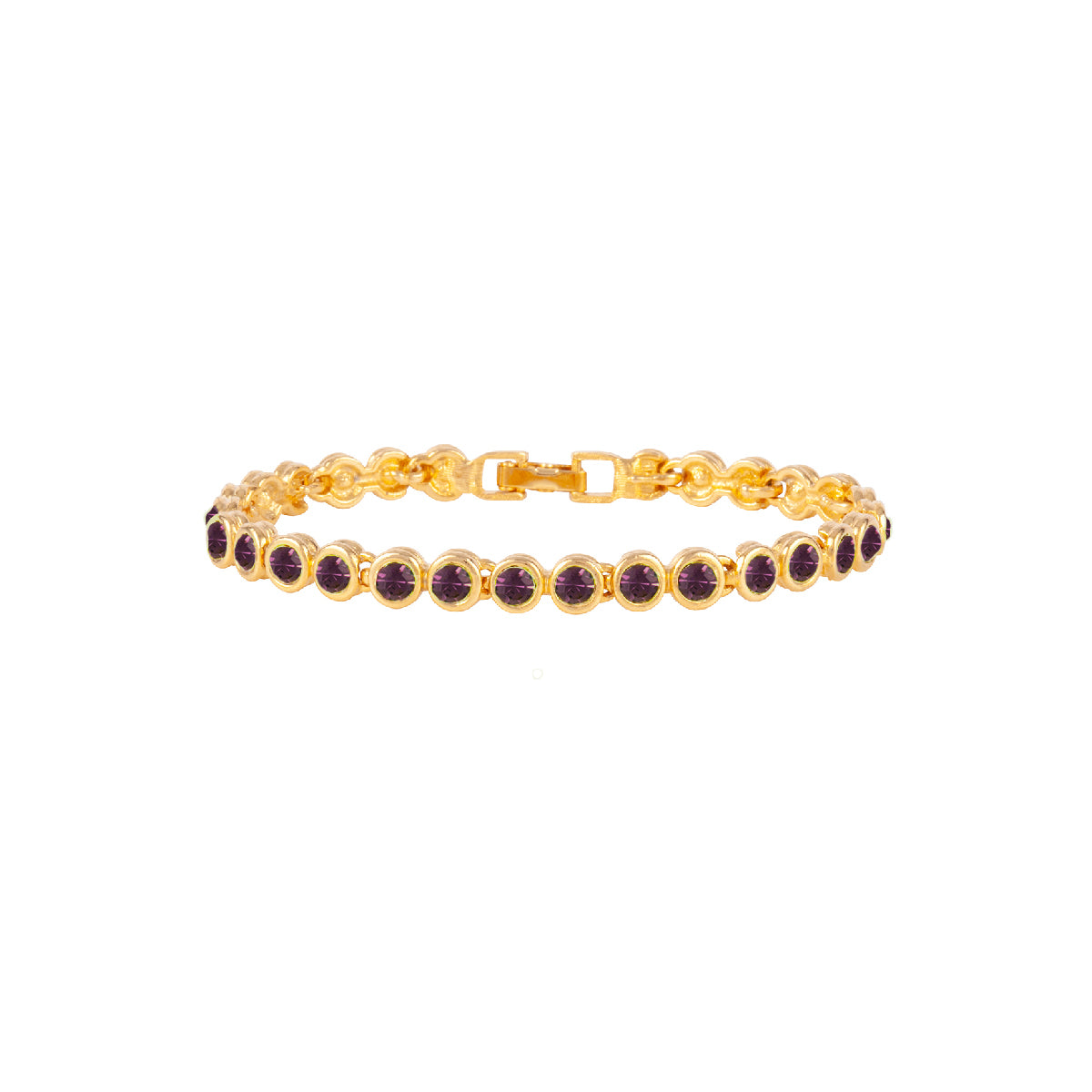 1990s Vintage Amethyst Birthstone Swarovski Crystal Tennis Bracelet