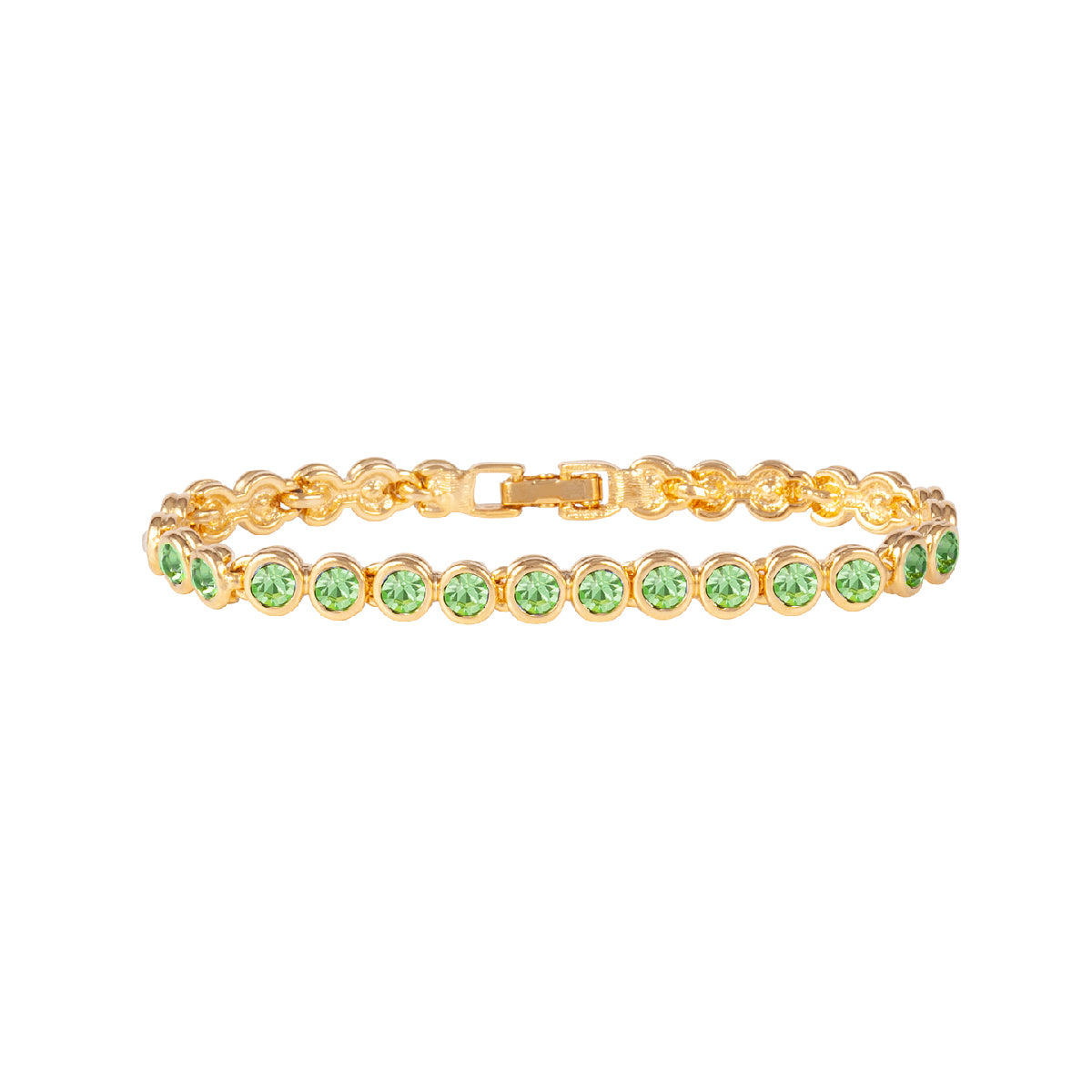 1990s Vintage Peridot Birthstone Swarovski Crystal Tennis Bracelet