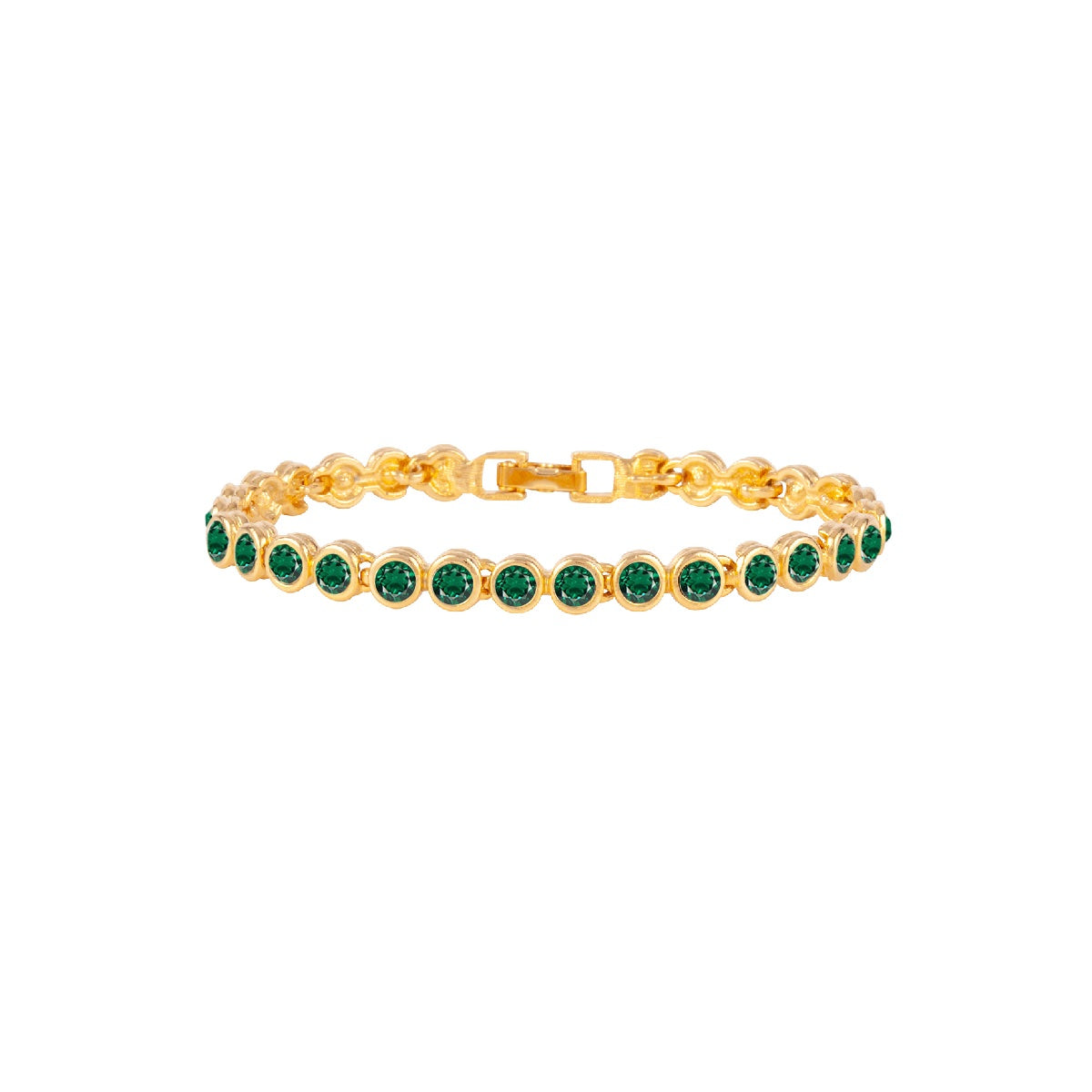 1990s Vintage Emerald Birthstone Swarovski Crystal Tennis Bracelet