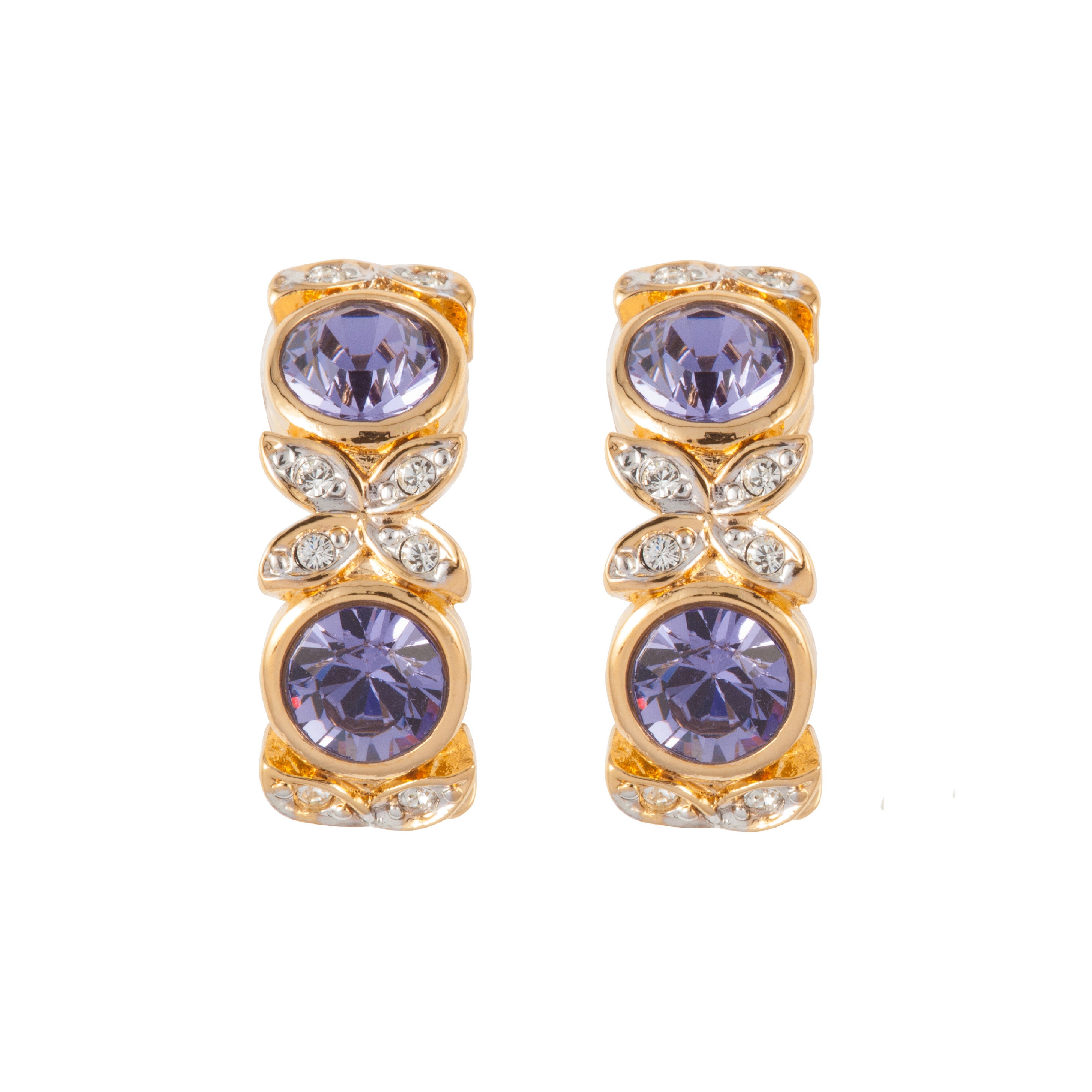 1980s Vintage Dorlan Amethyst Swarovski Clip-On Earrings