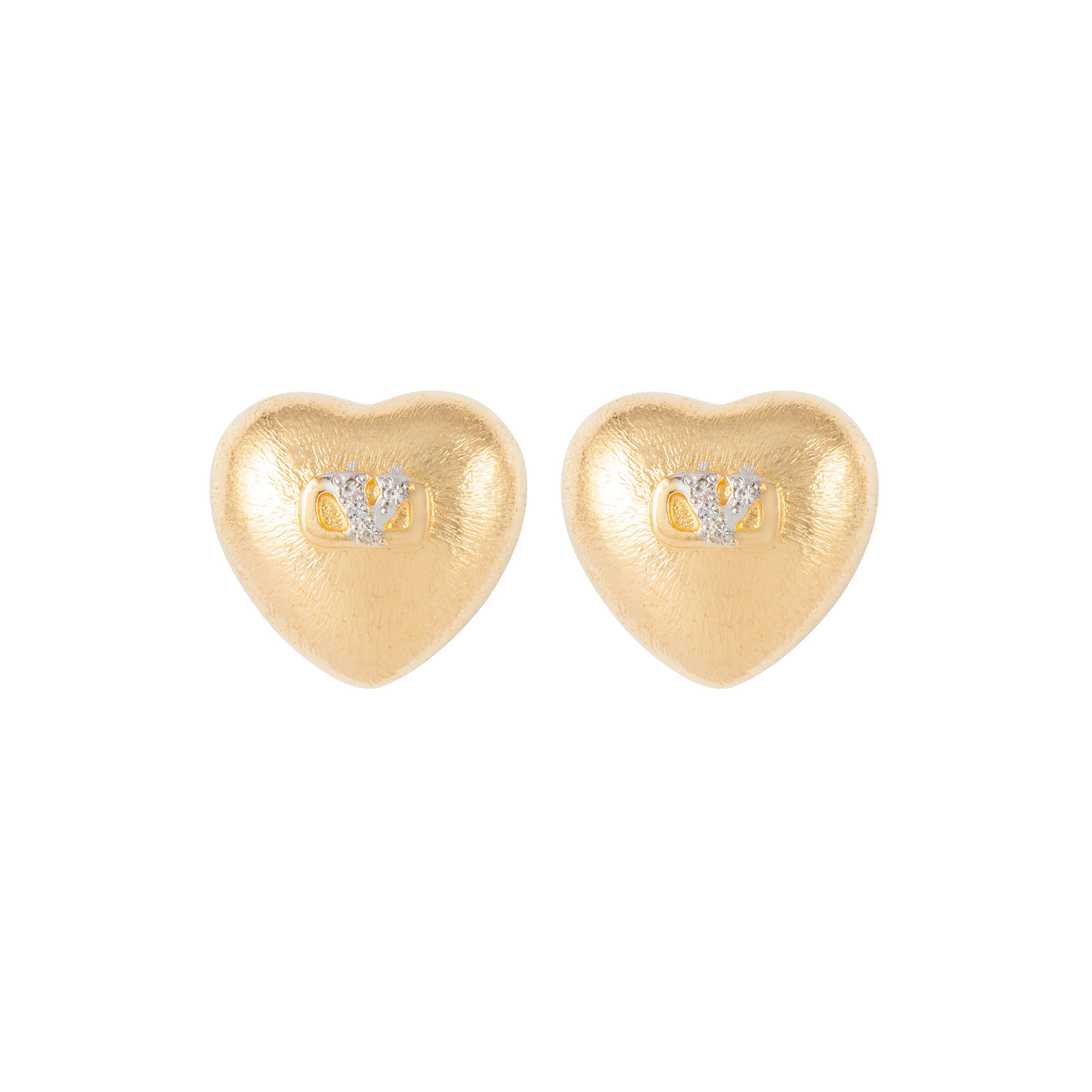 1980s Vintage Valentino Sculpted Heart Clip-On Earrings
