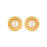 1990s Vintage Faux Pearl Clip-On Earrings