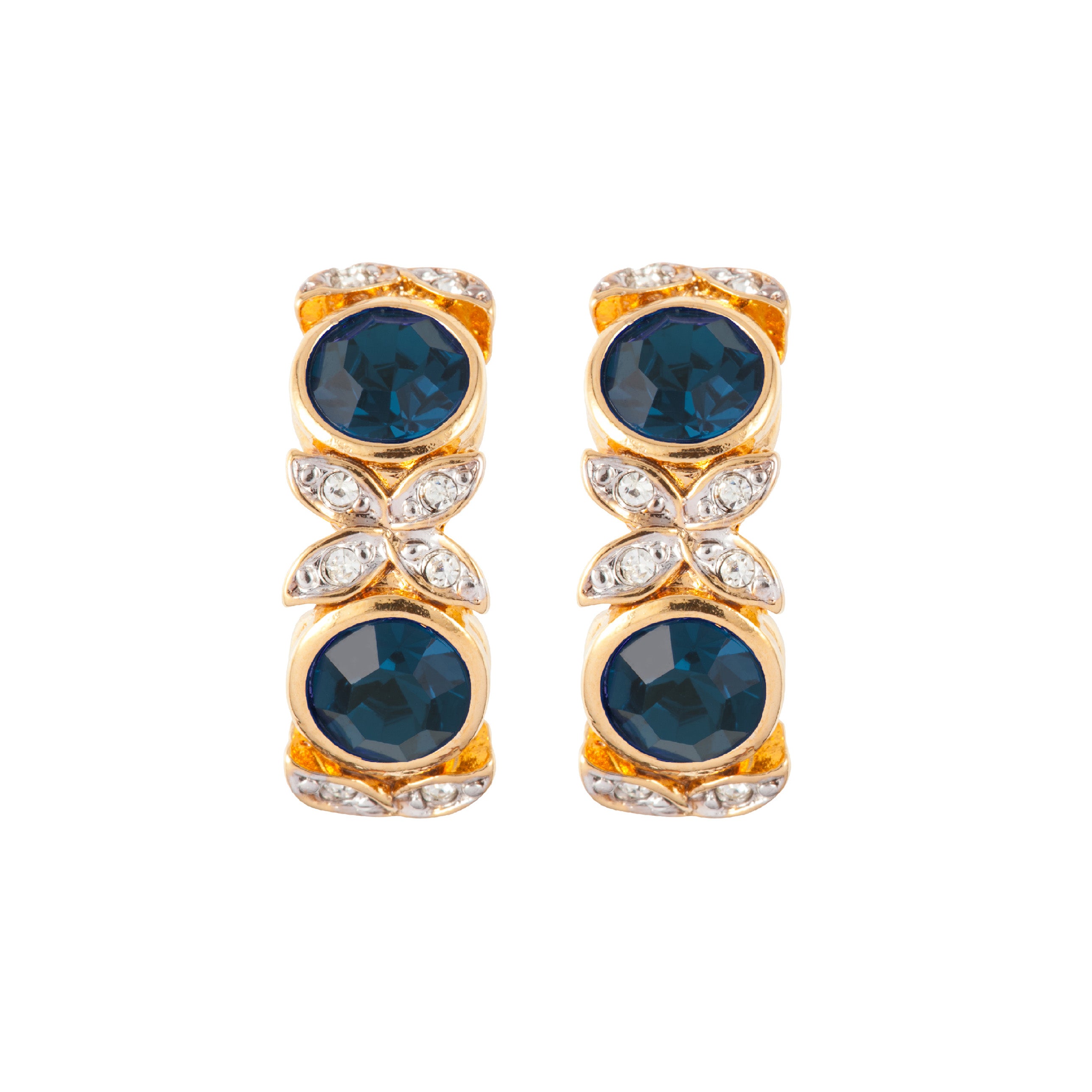 1980s Vintage D'Orlan Sapphire Demi Hoop Earrings