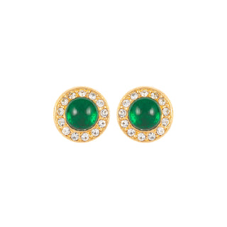 1980s Vintage Emerald Green Clip-On Earrings