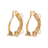 1980s Vintage D'Orlan Faux Pearl Demi Hoop Earrings
