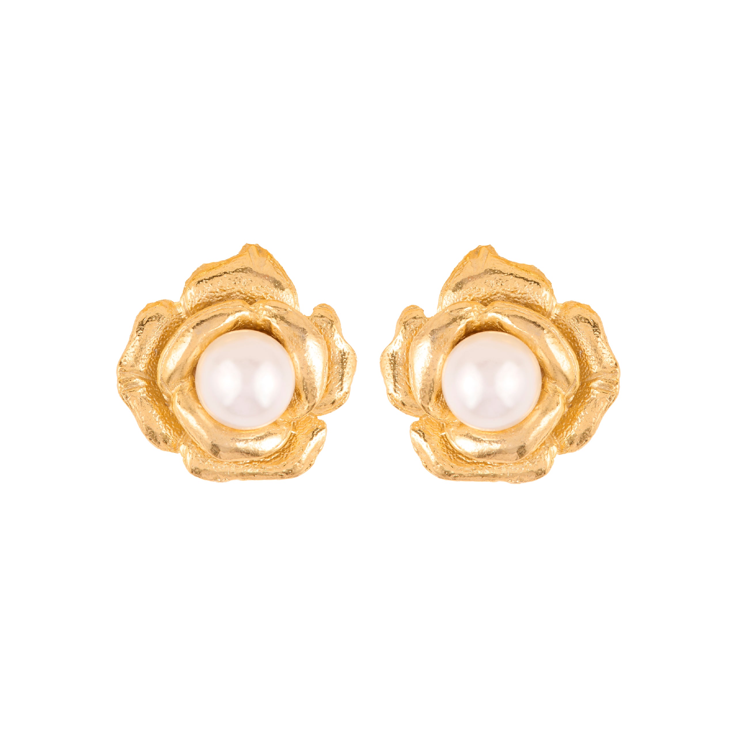 1980s Vintage Rose Clip-On Earrings