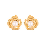 1980s Vintage Rose Clip-On Earrings