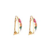 1980s Vintage Cloisonné Demi Hoop Clip-On Earrings