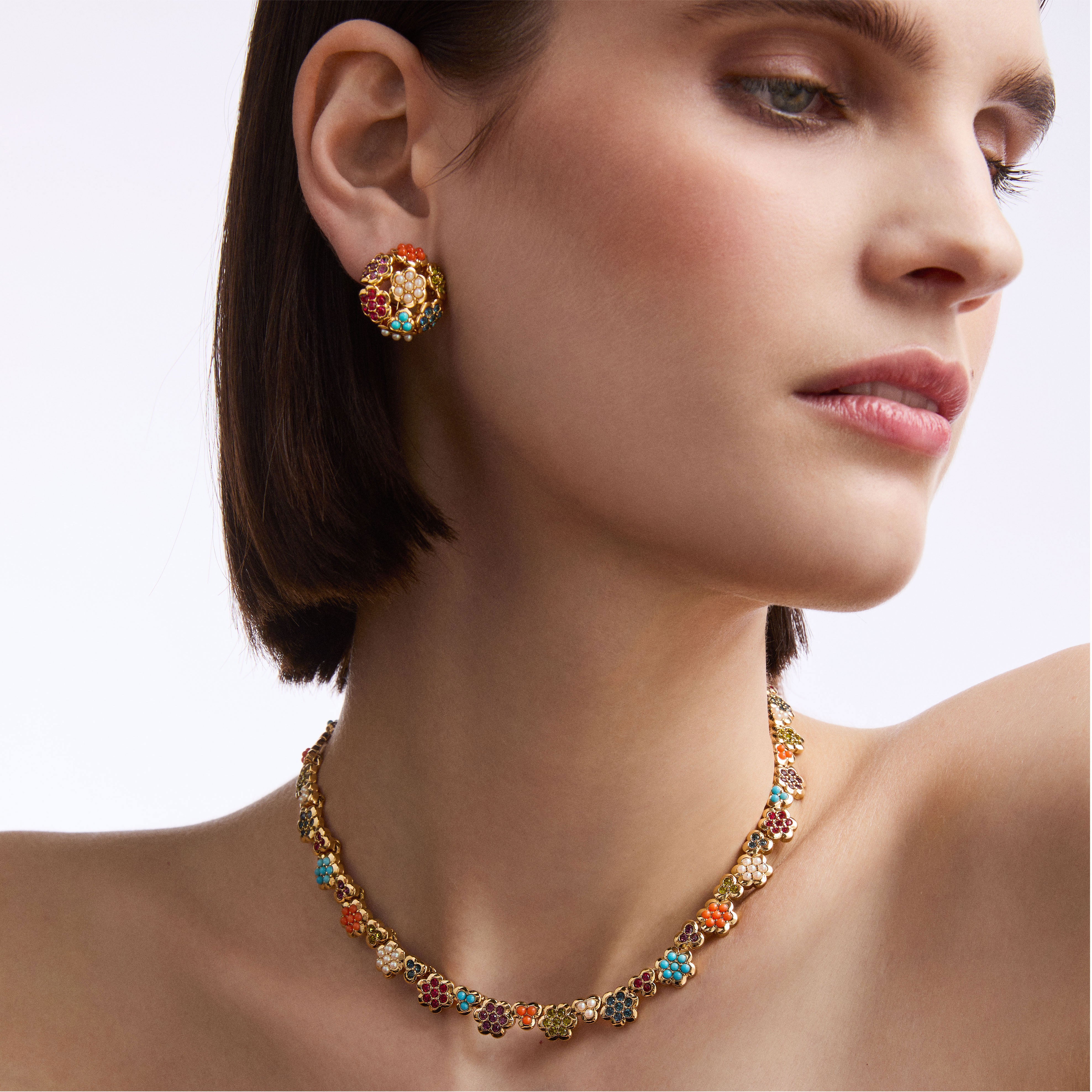 1980s Vintage D'Orlan Jewel Floral Swarovski Crystal Necklace