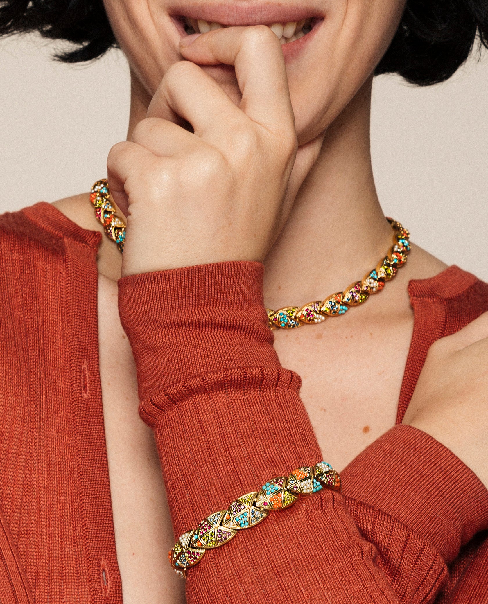 1990s Vintage D'Orlan Colourful Swarovski Crystal Collar