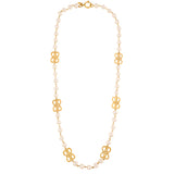1986 Vintage Chanel Faux Pearl Rare Logo Necklace