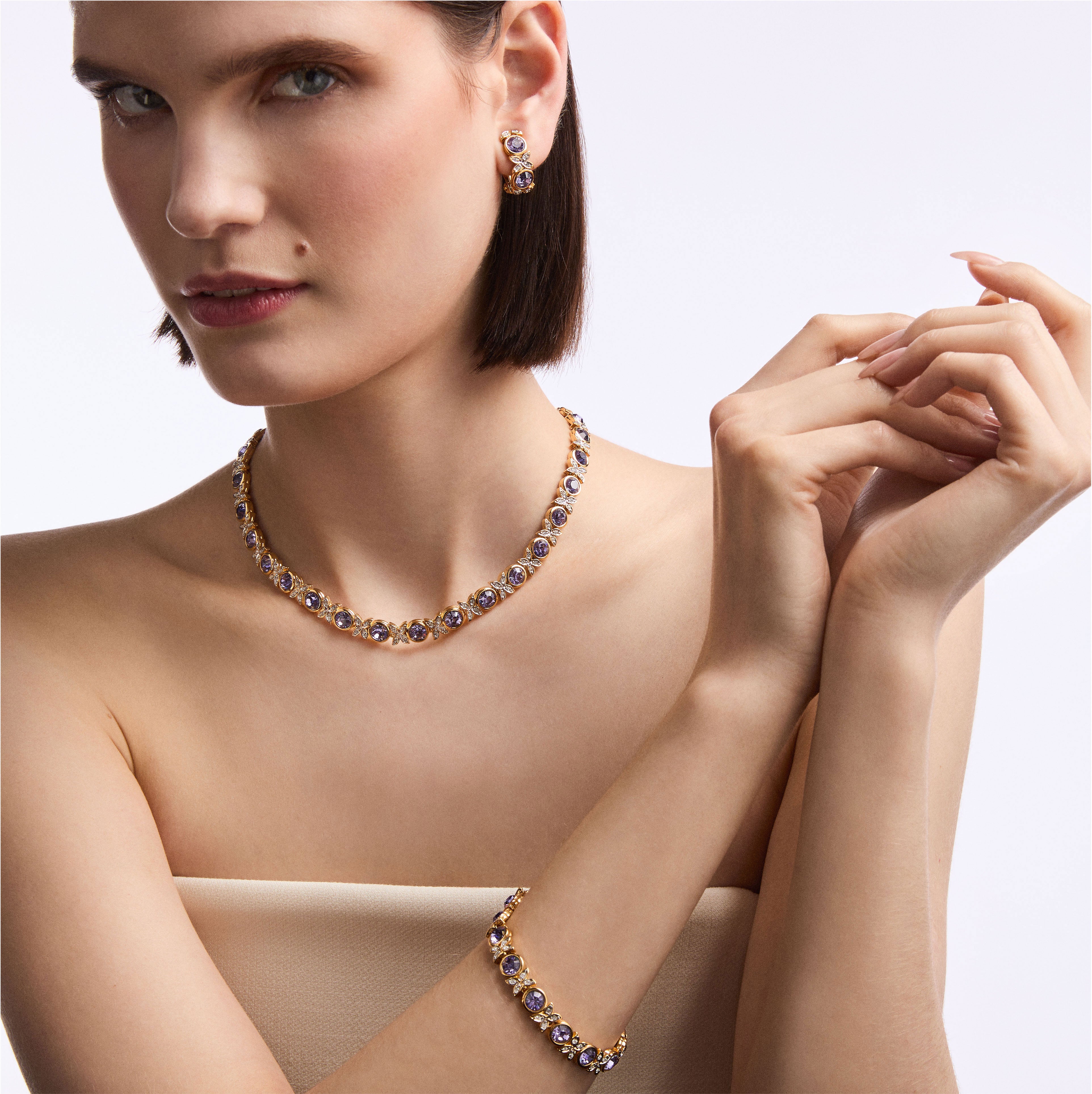 1980s Vintage D'Orlan Faux Amethyst Swarovski Crystal Set