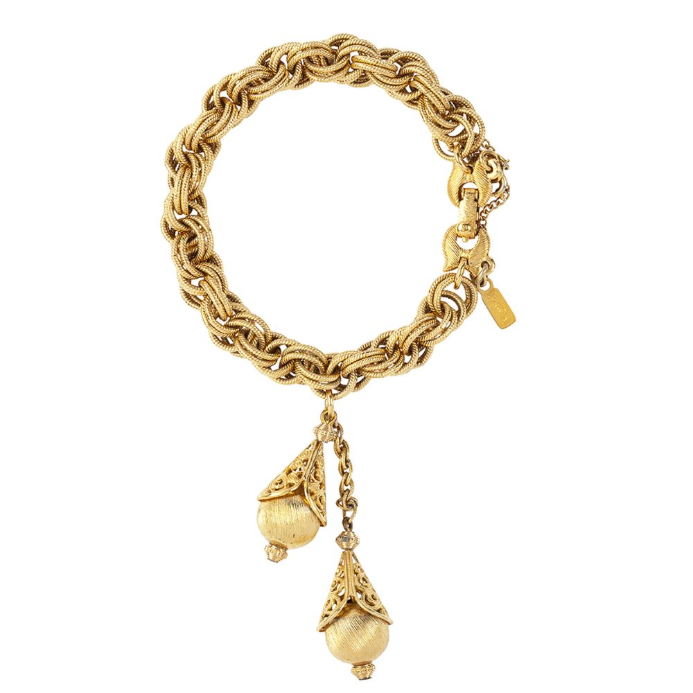 1970s Vintage Monet Filigree Charm Bracelet