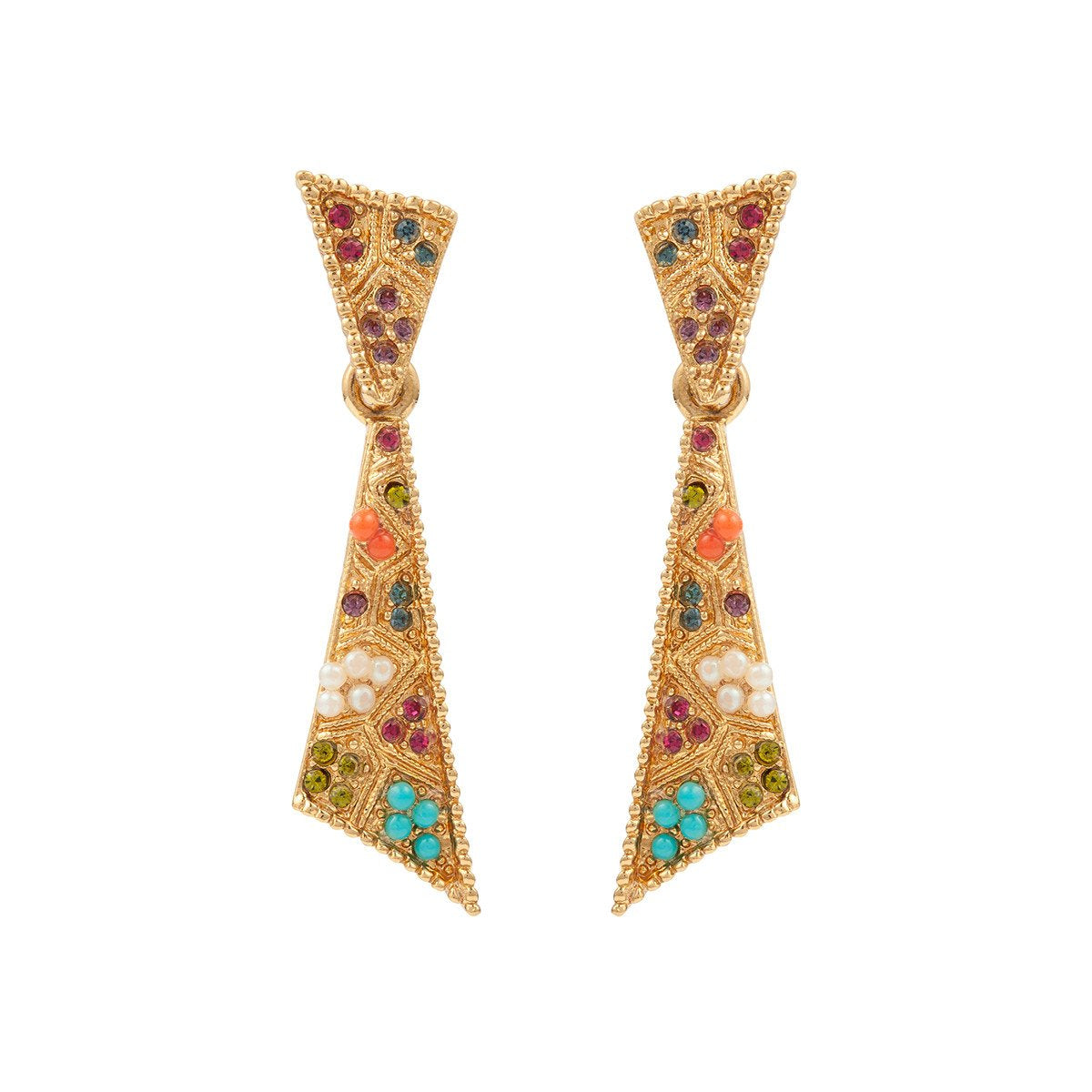 1980s Vintage D Orlan Colourful Swarovski Crystal Clip-On Earrings