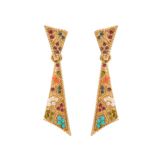 1980s Vintage D Orlan Colourful Swarovski Crystal Clip-On Earrings