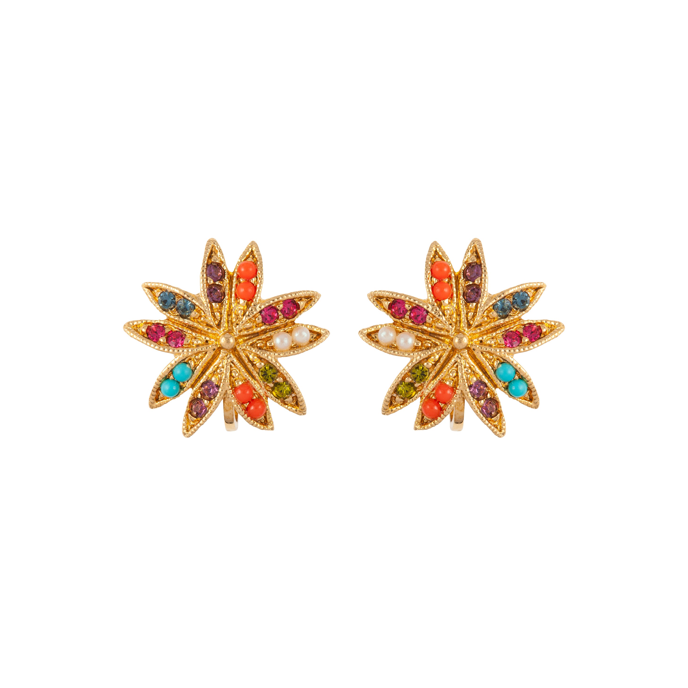 1980s Vintage D'Orlan Colourful Star Clip-On Earrings
