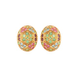 1980s Vintage Dorlan Swarovski Crystal Oval Clip-On Earrings