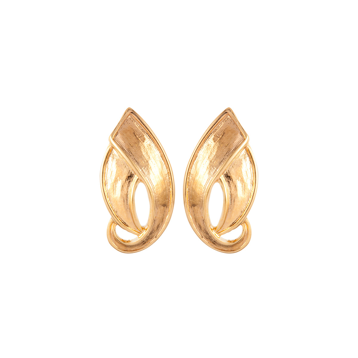 1980s Vintage D'Orlan Brushed Leaf Clip-On Earrings