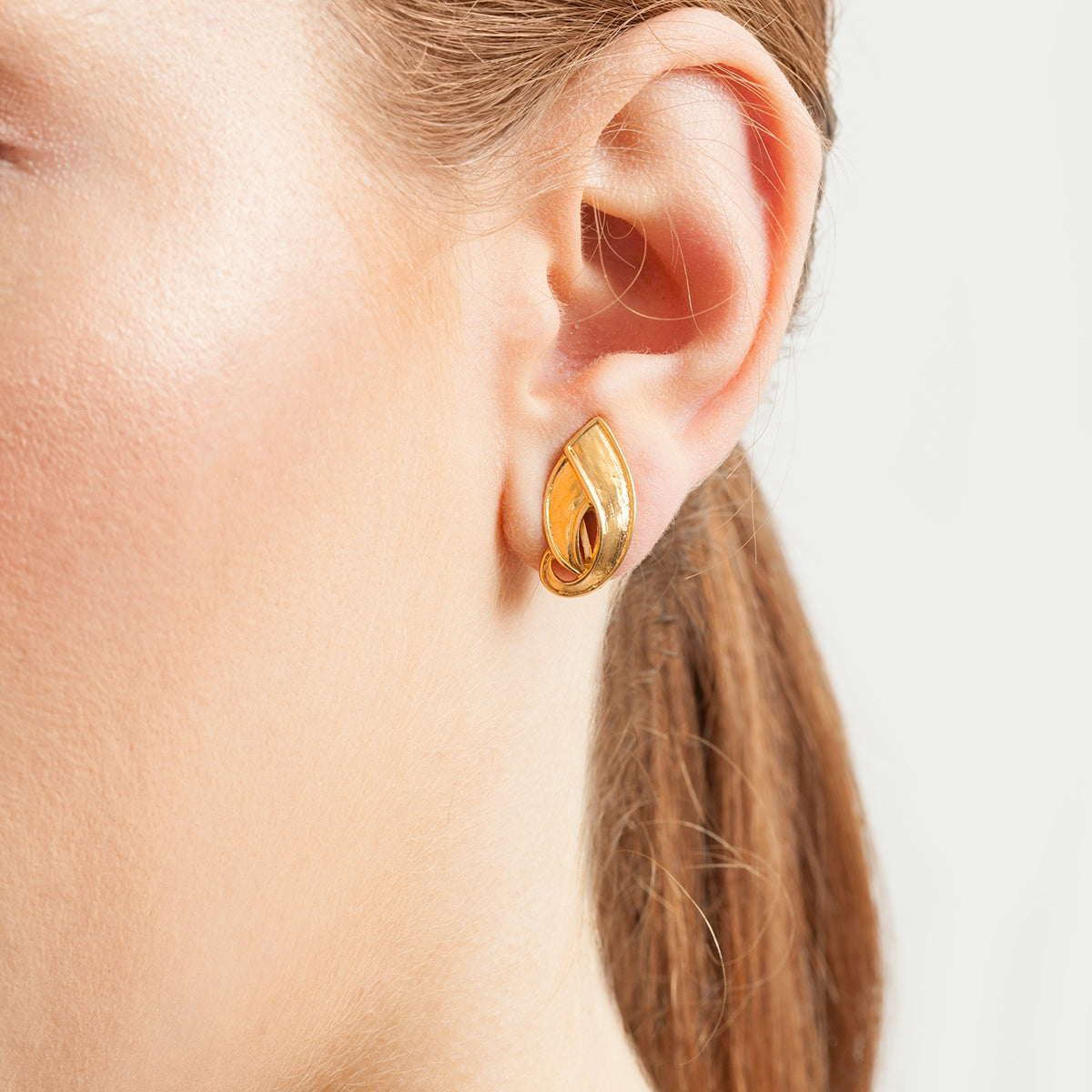 1980s Vintage D'Orlan Brushed Leaf Clip-On Earrings
