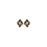 1990s Vintage D'Orlan Black Enamel Clip-On Earrings
