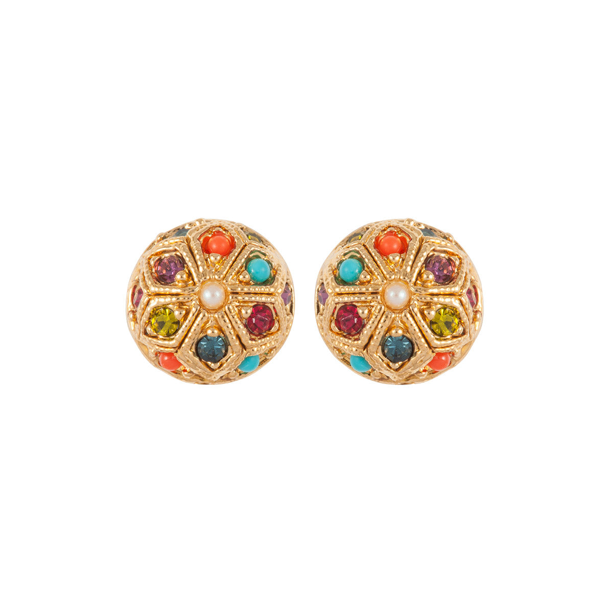 1990s Vintage D'Orlan Round Clip-On Earrings