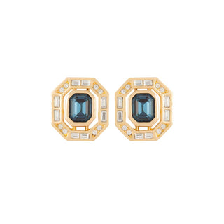 1980s Vintage Christian Dior Faux Sapphire Clip-On Earrings