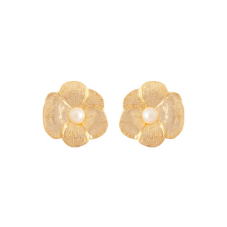 1980s Vintage Faux Pearl Floral Earrings