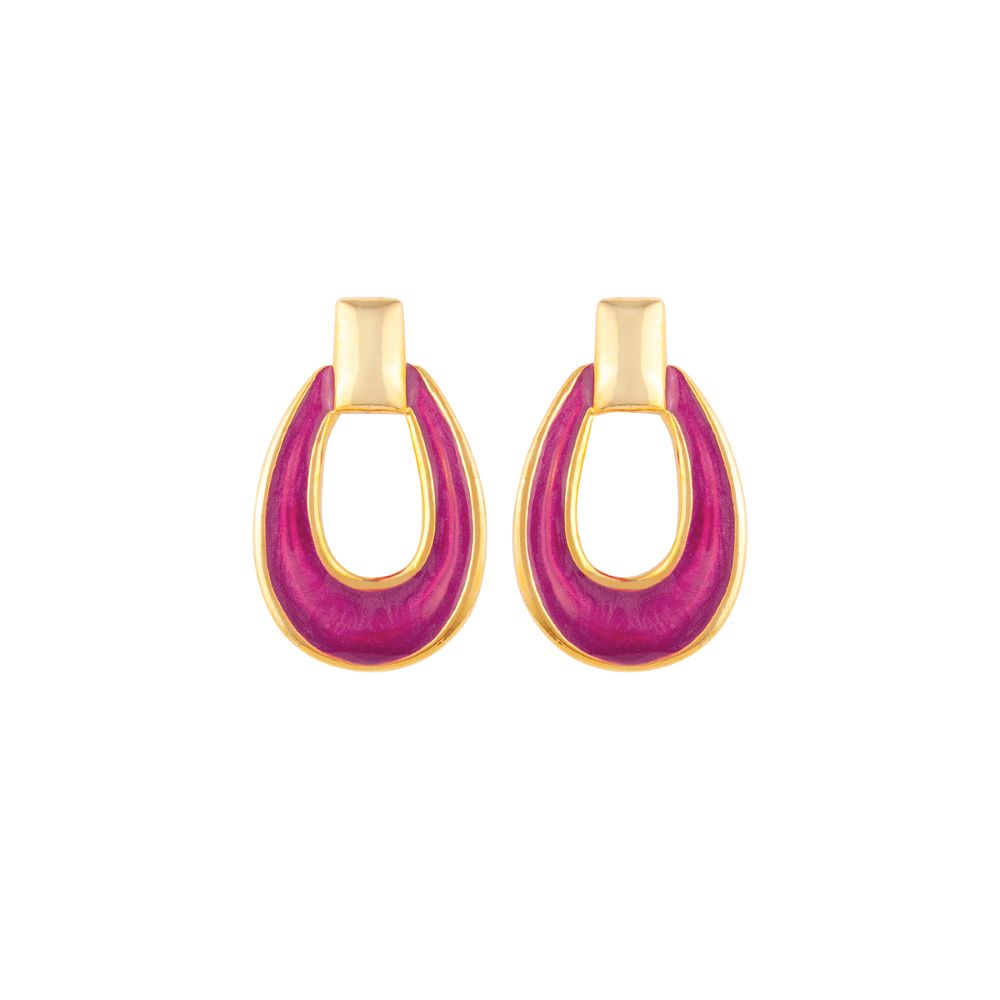 1980s Vintage Plum Door Knocker Earrings