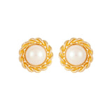 1980s Vintage Round Faux Pearl Clip-On Earrings