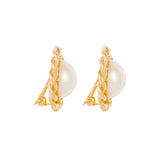 1980s Vintage Round Faux Pearl Clip-On Earrings