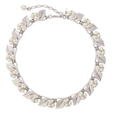 1960s Vintage Trifari Faux Pearl Leaf Necklace
