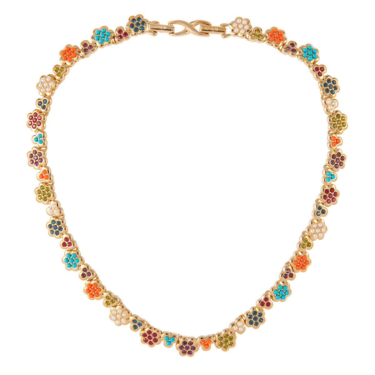 1980s Vintage D'Orlan Jewel Floral Swarovski Crystal Necklace