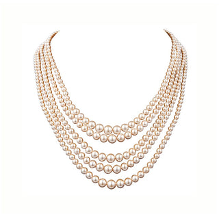 1980s Vintage 5 Strand Faux Pearl Necklace