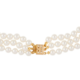 1960s Vintage Faux Pearl Triple Strand Necklace