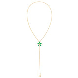 1990s Vintage Green Enamel Floral Necklace