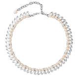 1960s Vintage Trifari Leaf and Faux Pearl Statement Necklace