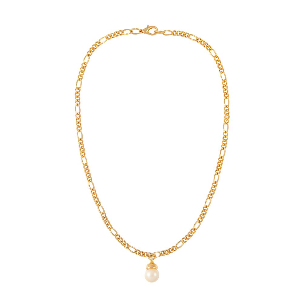 1990s Vintage Faux Pearl Pendant Necklace