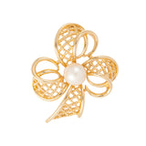 1960s Vintage Trifari Faux Pearl Bow Flower Brooch