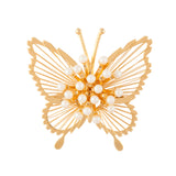 1970s Vintage Monet Faux Pearl Butterfly Brooch