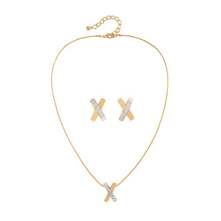 1980s Vintage Nina Ricci Crossover Earring and Necklace Set