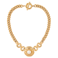 1980s Vintage Givenchy Chain Faux Pearl Necklace