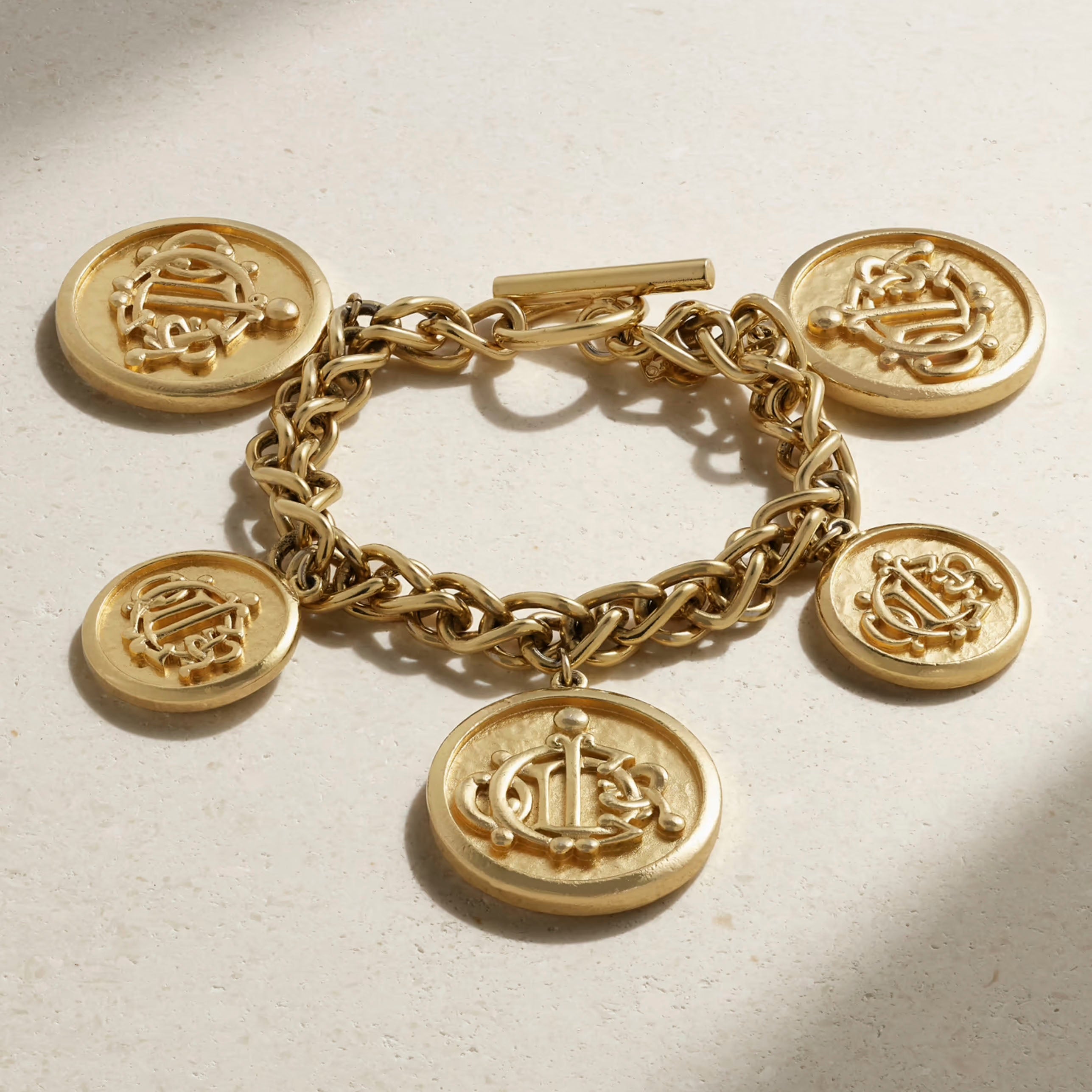 1980s Vintage Christian Dior Medallion Charm Bracelet