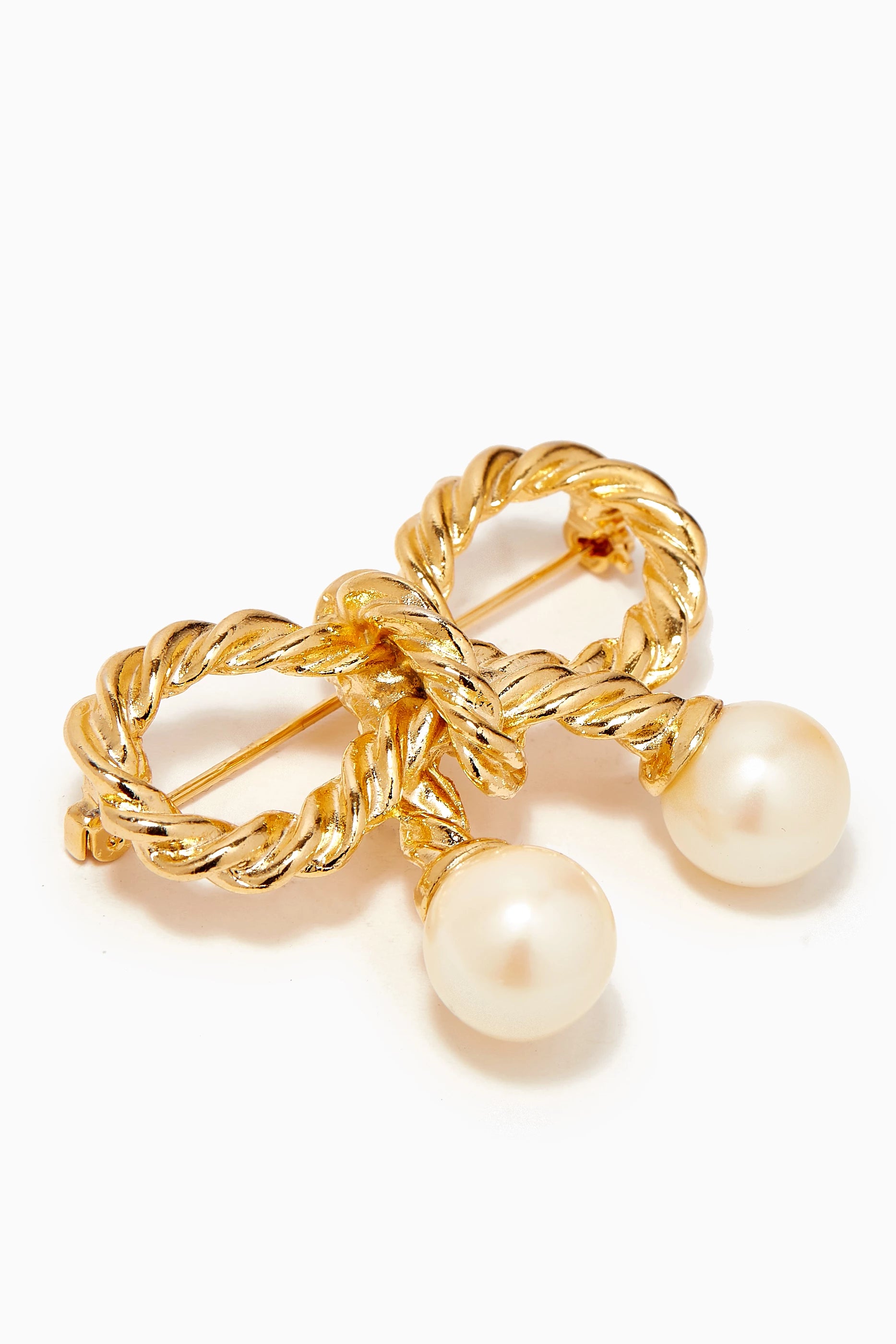 1980s Vintage Edwardian Revival Faux Pearl Bow Brooch