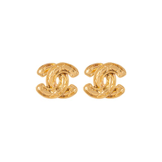 1980s Vintage Chanel Quilted Clip-on Earrings