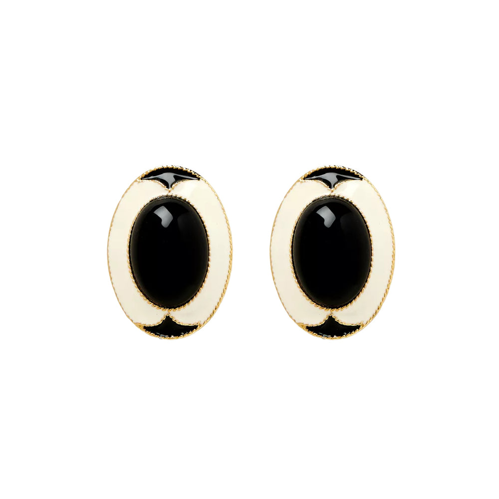 1980s Vintage Oval Clip-On Earrings