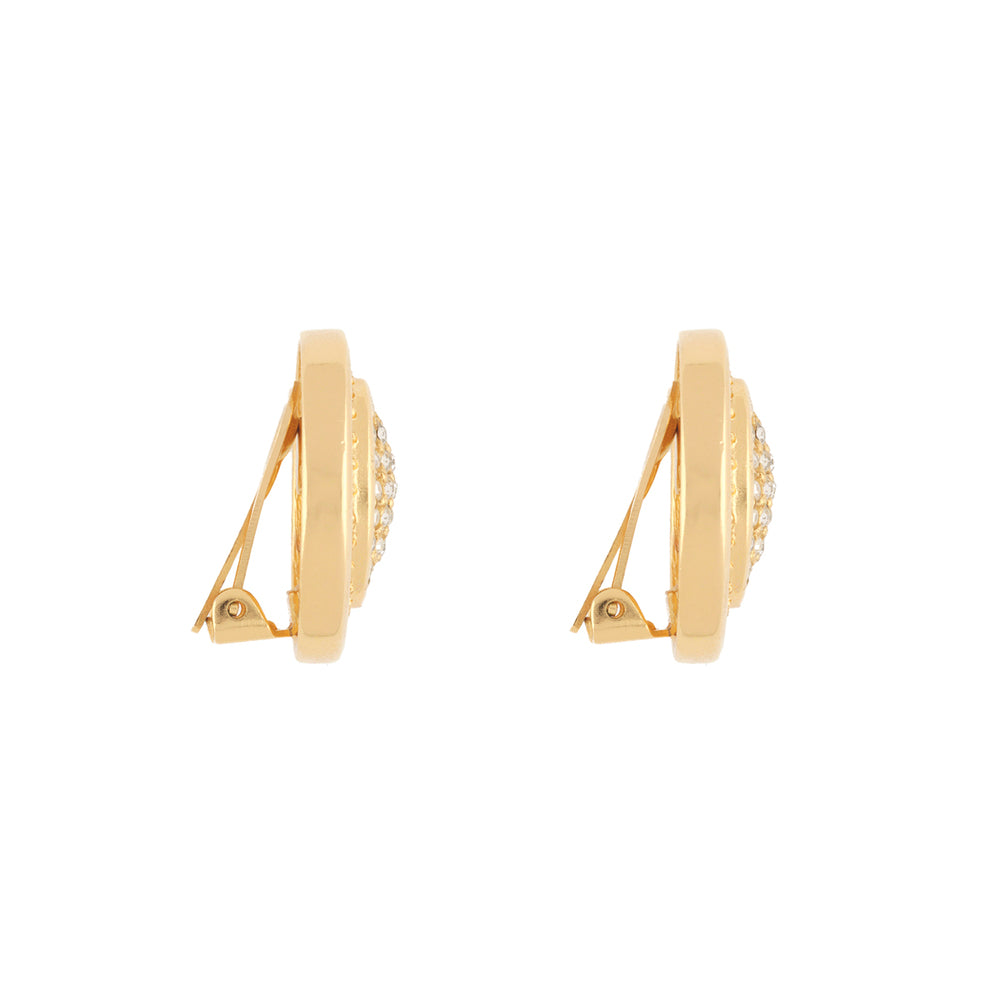 1980s Vintage Christian Dior Gold Oval Clip-On Earrings