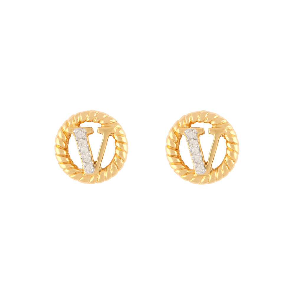 1980s Vintage Valentino Logo Clip-On Earrings